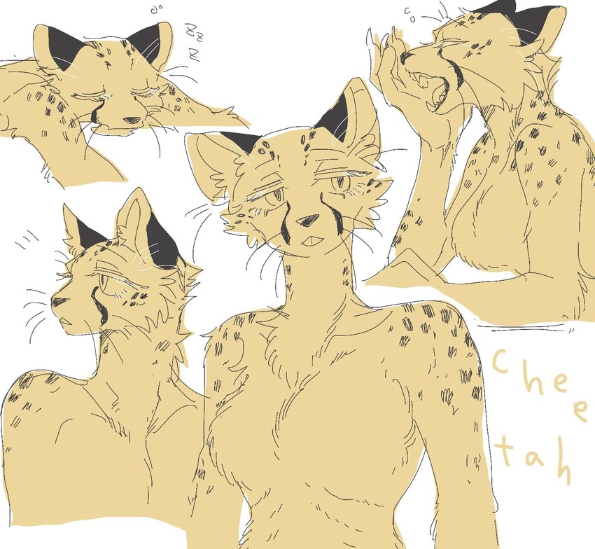 anthro breasts female fur nude open_mouth sleeping solo spots whiskers yawn ng_hus cheetah felid feline mammal digital_media_(artwork) hi_res