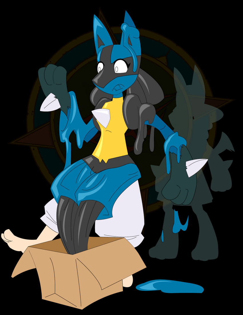 anthro barefoot box clothing container costume_transformation duo feet female feral goo_transformation gym_leader latex latex_clothing latex_skinsuit male merging rubber_clothing silhouette simple_background skinsuit suit_transformation tight_clothing transformation transparent_background white_eyes dragon-fangx nintendo pokemon maylene_(pokemon) generation_4_pokemon human lucario mammal pokemon_(species) alpha_channel hi_res watermark