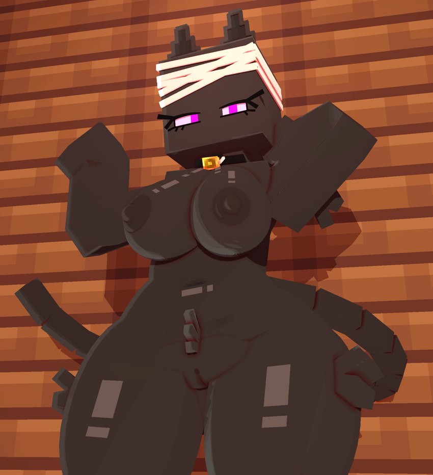 anthro bell bell_collar big_breasts black_body breasts cat_tail collar curvy_female curvy_figure female genitals looking_at_viewer nipples nude purple_eyes pussy smooth_skin solo thick_thighs voluptuous wide_hips coresvoid microsoft minecraft mojang xbox_game_studios domestic_cat enderman enderwoman felid feline felis humanoid mammal 3d_(artwork) digital_media_(artwork) hi_res mine-imator_(artwork)