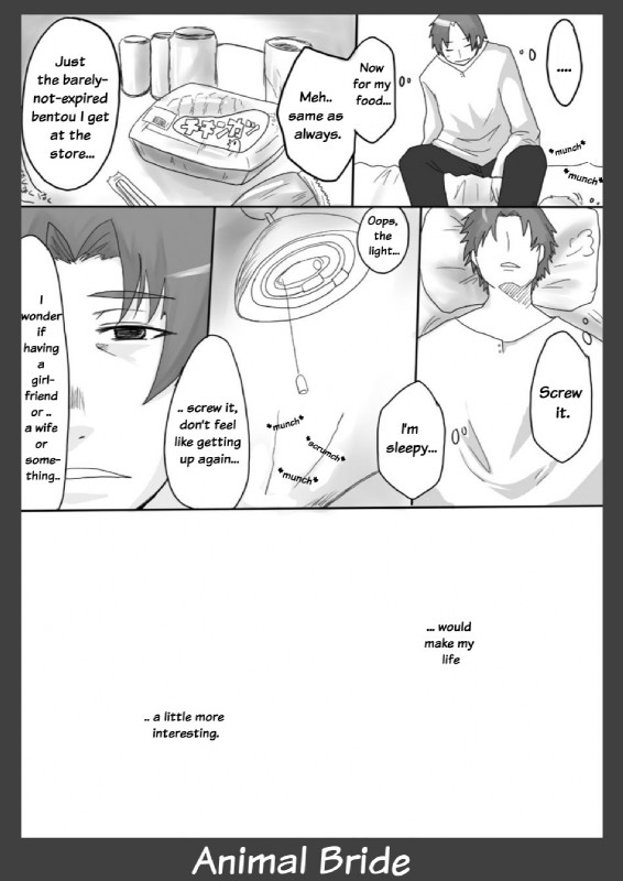 animal_bride bento_box dialogue eyes_closed food lamp lying male sleeping solo text shinobe animal_bride_1 human mammal comic english_text greyscale hi_res japanese_text monochrome translated