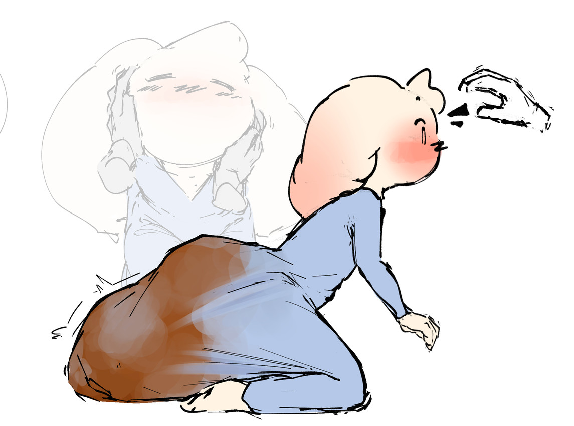 anthro blue_onesie blush blushing_profusely caressing_face clothing disembodied_hand duo ear_blush emanata excessive_feces eyebrows eyes_closed feces floppy_ears fur head_tuft hyper hyper_feces hyper_soiling kneeling male male_pooping onesie pooping raised_eyebrows scatplay simple_background soiling soiling_clothing soiling_onesie tuft white_background white_body white_fur wide_eyed tiosqr lagomorph leporid mammal rabbit hi_res