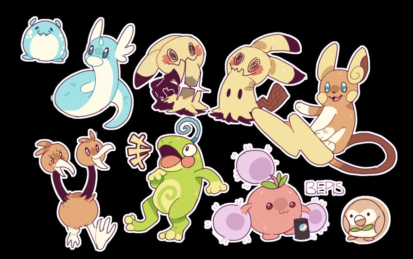 2_heads 3_toes ambiguous_gender beak biped countershade_torso countershading feet feral legless micro_calves micro_legs micro_thighs multi_head open_mouth open_smile simple_background smile tail thin_calves thin_legs thin_thighs toes transparent_background aevris bepis nintendo pokemon alolan_form alolan_raichu amphibian avian doduo dratini generation_1_pokemon generation_2_pokemon generation_3_pokemon generation_7_pokemon jumpluff mimikyu pokemon_(species) politoed regional_form_(pokemon) spheal alpha_channel