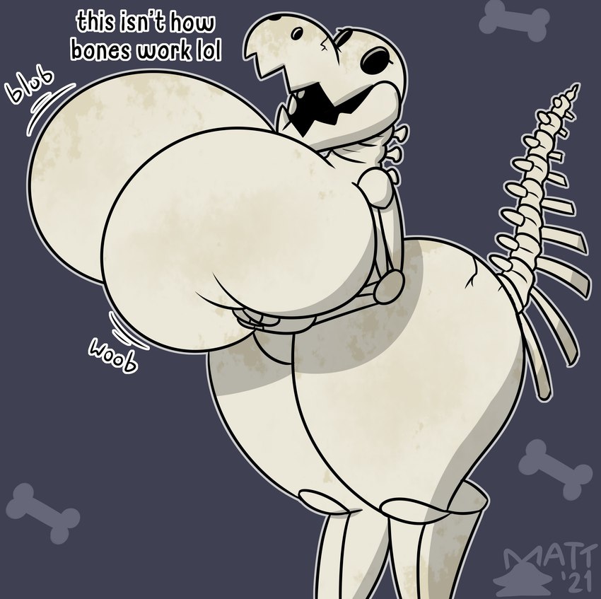 anthro backbend big_breasts big_butt bone breast_squish breasts butt cracked curvy_figure featureless_breasts female flexible holding_breast huge_breasts hyper hyper_breasts open_mouth simple_background skeleton solo sound_effects squish standing tail text wide_hips mattthetooncat animated_skeleton dinosaur prehistoric_species reptile scalie theropod tyrannosaurid tyrannosauroid tyrannosaurus tyrannosaurus_rex undead 2021 absurd_res english_text hi_res signature