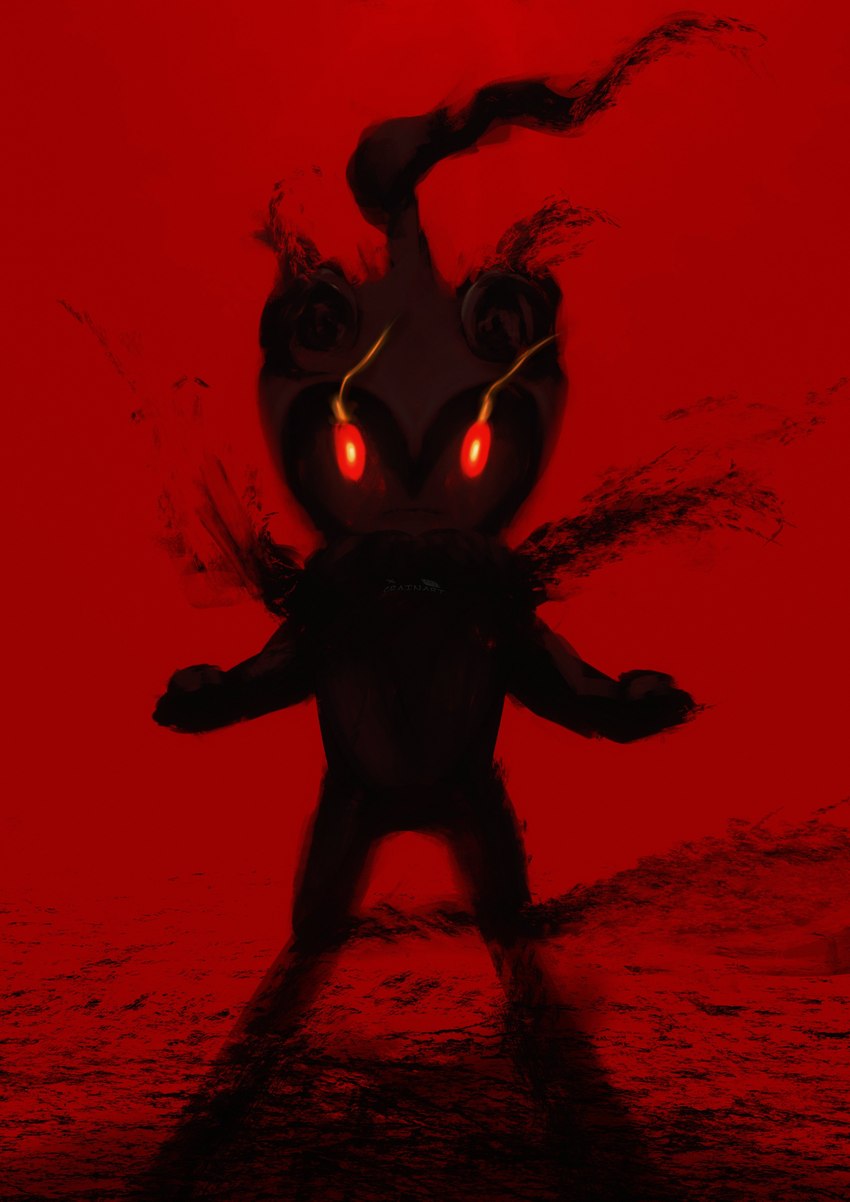 ambiguous_gender anthro biped front_view glowing glowing_eyes looking_at_viewer outstretched_arms pose pupils red_background red_eyes shadow simple_background solo standing stare yellow_pupils crainart nintendo pokemon generation_7_pokemon legendary_pokemon marshadow pokemon_(species) 2025 absurd_res black_and_red digital_media_(artwork) digital_painting_(artwork) full-length_portrait hi_res painting_(artwork) portrait
