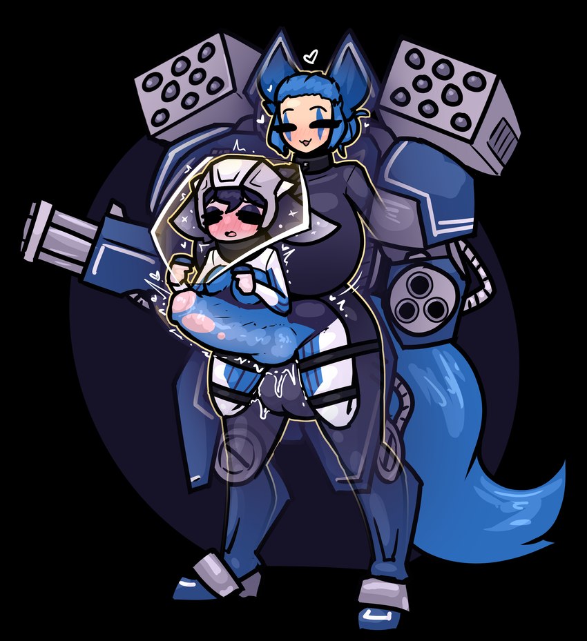 :3 abdominal_bulge arm_cannon armor armor_plates balls balls_deep bdsm belly_riding big_balls big_breasts biped black_background black_collar blue_body blue_bodysuit blue_clothing blue_ears blue_fur blue_hair blue_inner_ear blue_markings blue_skinsuit blue_tail blush bodily_fluids bodysuit bondage bound bound_together breast_size_difference breasts clothed clothed_sex clothing collar collar_to_collar dipstick_ears duo ear_markings erection eye_markings eyelashes eyes_closed fannypacking female female_penetrated fluffy fluffy_tail front_view fully_clothed fur gatling_gun genital_fluids genitals gun gun_arm gynomorph gynomorph/female gynomorph_penetrating gynomorph_penetrating_female hair hair_bun headgear heart_symbol hearts_around_body hearts_around_head helmet huge_balls huge_breasts humanoid_on_humanoid humanoid_penetrated humanoid_penetrating humanoid_penetrating_humanoid inside_clothing intersex intersex/female intersex_penetrating intersex_penetrating_female intraspecies knot_bulge knotting large_penetration larger_gynomorph larger_humanoid larger_intersex legs_tied light_body light_bondage light_skin looking_pleasured machine machine_gun markings mech_suit mecha medium_breasts minigun missile_launcher missile_pod monotone_body monotone_clothing monotone_fur monotone_hair monotone_tail multicolored_bodysuit multicolored_clothing multicolored_ears multicolored_skinsuit open_:3 open_mouth open_smile penetration penile penile_penetration penis_in_pussy penis_shaped_bulge pilot power_armor purple_bodysuit purple_clothing purple_ears purple_hair purple_skinsuit ranged_weapon sex shaking short_hair shoulder_missiles simple_background size_difference skinsuit smaller_female smaller_humanoid smaller_penetrated smile sparkles standing standing_sex stealth_sex tail three-quarter_view tight_clothing torn_bodysuit torn_clothing trembling two_tone_bodysuit two_tone_clothing two_tone_ears two_tone_skinsuit vaginal vaginal_fluids vaginal_knotting vaginal_penetration weapon white_bodysuit white_clothing white_ear_tips white_ears white_skinsuit xray_view limebreaker kon_(habitualboomer) mystral animal_humanoid canid canid_humanoid canine canine_humanoid fox_humanoid humanoid mammal mammal_humanoid 2022 absurd_res colored digital_media_(artwork) full-length_portrait hi_res portrait