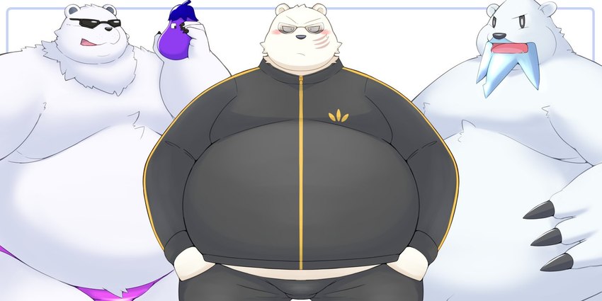 anthro bottomwear clothing eggplant eyewear food fruit group kemono male moobs obese obese_male overweight overweight_male pants plant sunglasses underwear white_body marumu_5656 ice_climber nintendo odd_taxi pokemon polar_bear_(ice_climber) sekiguchi_(odd_taxi) bear beartic generation_5_pokemon mammal pokemon_(species) polar_bear ursine 2023 2:1