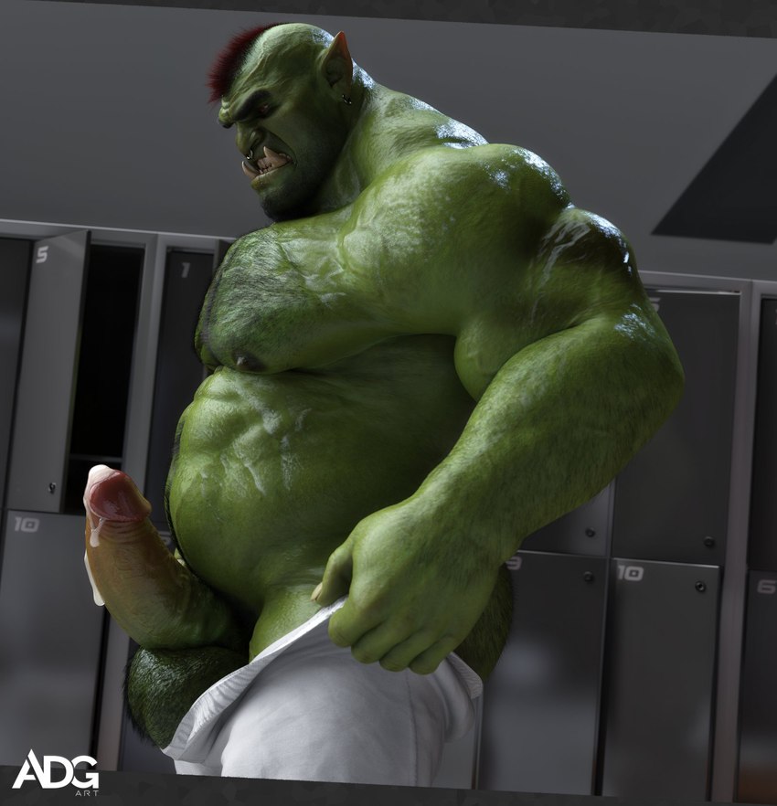 balls biceps bodily_fluids body_hair cum erection facial_piercing fangs genital_fluids genitals glans green_body green_skin hairy_balls humanoid_pointy_ears male nipples nose_piercing nose_ring pecs penis piercing pointy_ears ring_piercing solo teeth thick_penis ad-games tight_pants_(meme) boruk_(ad-games) humanoid orc 3d_(artwork) digital_media_(artwork) hi_res meme