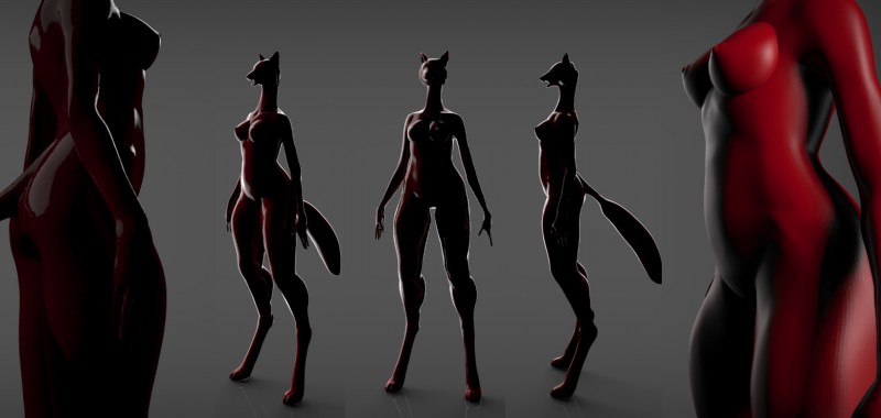 breasts female multiple_poses pose sculpt simple_background solo boobart canid canine fox mammal 3d_(artwork) digital_media_(artwork) hi_res unavailable_at_source unfinished zbrush_(artwork)