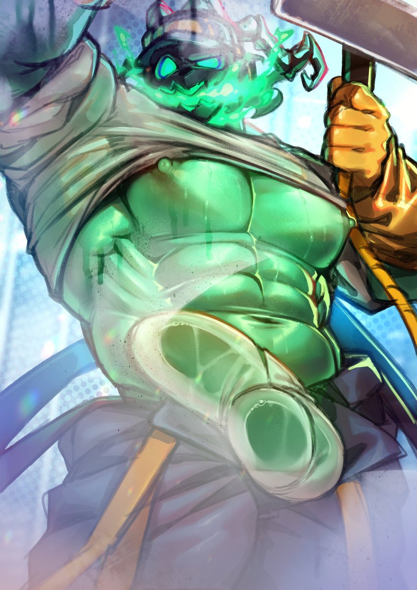 abs areola balls barazoku big_balls big_muscles big_pecs big_penis cleaning_tool clothed clothing clothing_lift erect_nipples erection fire genitals gloves glowing glowing_mouth green_body green_eyes handwear hat headgear headwear huge_balls huge_muscles huge_pecs huge_penis looking_at_viewer male manly muscular muscular_male nipples not_furry not_furry_focus obliques partially_clothed pecs penis raised_clothing raised_shirt raised_topwear seductive serratus shirt shirt_lift solo teasing teasing_viewer topwear unprofessional_behavior window_cleaner window_washing vorusuarts league_of_legends riot_games tencent thresh humanoid spirit undead absurd_res hi_res