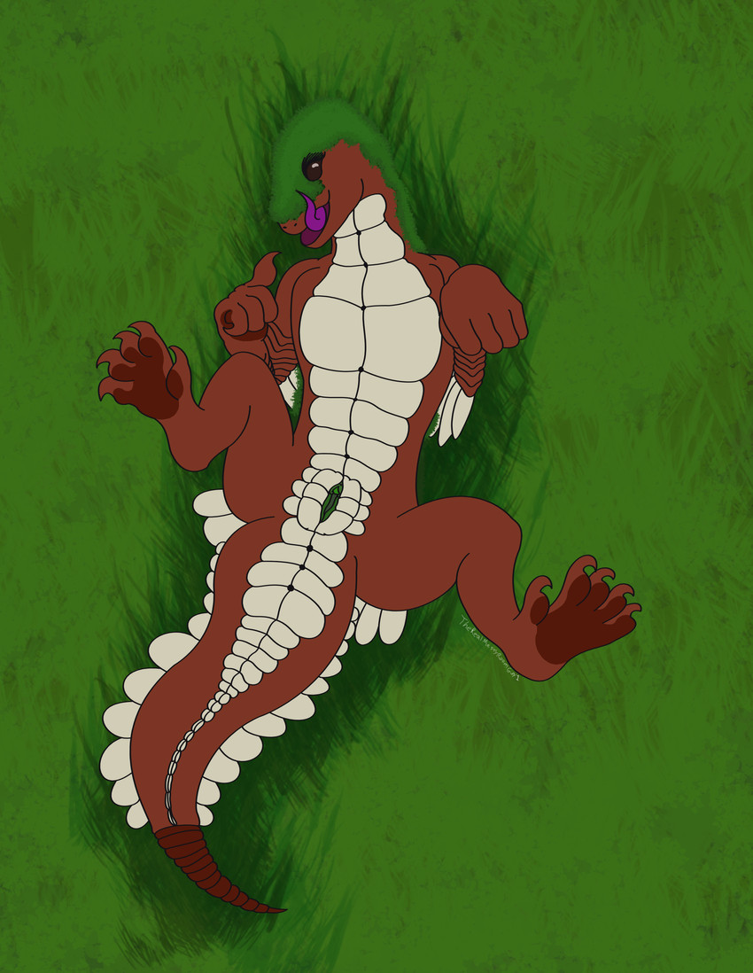 brown_eyes female feral genitals grass grass_field grass_hair grassy_field green_vulva licking licking_lips licking_own_lips lying lying_on_grass lying_on_ground on_back on_ground plant presenting presenting_vulva purple_tongue solo solo_focus spread_legs spreading tongue tongue_out vulva therealmessyroomguy1 wild_hearts springwatch_monitor absurd_res digital_drawing_(artwork) digital_media_(artwork) hi_res watermark