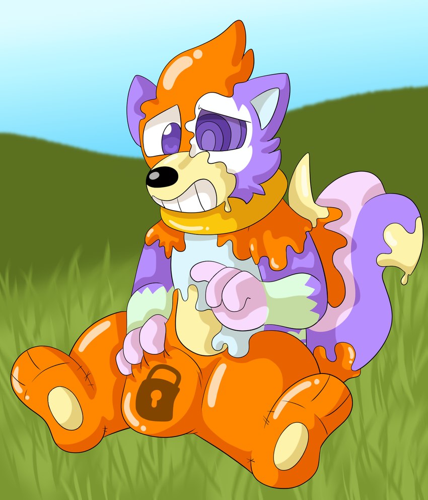 anthro collar dripping fur goo_transformation grass groping_crotch hill hypnosis inflatable inflatable_collar inflatable_transformation lock_bulge mind_control multi_tail multicolored_body multicolored_fur nervous null_bulge orange_body pawpads paws permagrin plant pool_toy purple_eyes ringed_eyes self_grope sky solo species_transformation tail transformation yellow_collar detectivecoon nintendo pokemon willow_(willowpoke) animate_inanimate buizel generation_1_pokemon generation_4_pokemon living_inflatable pokemon_(species) vulpix hi_res