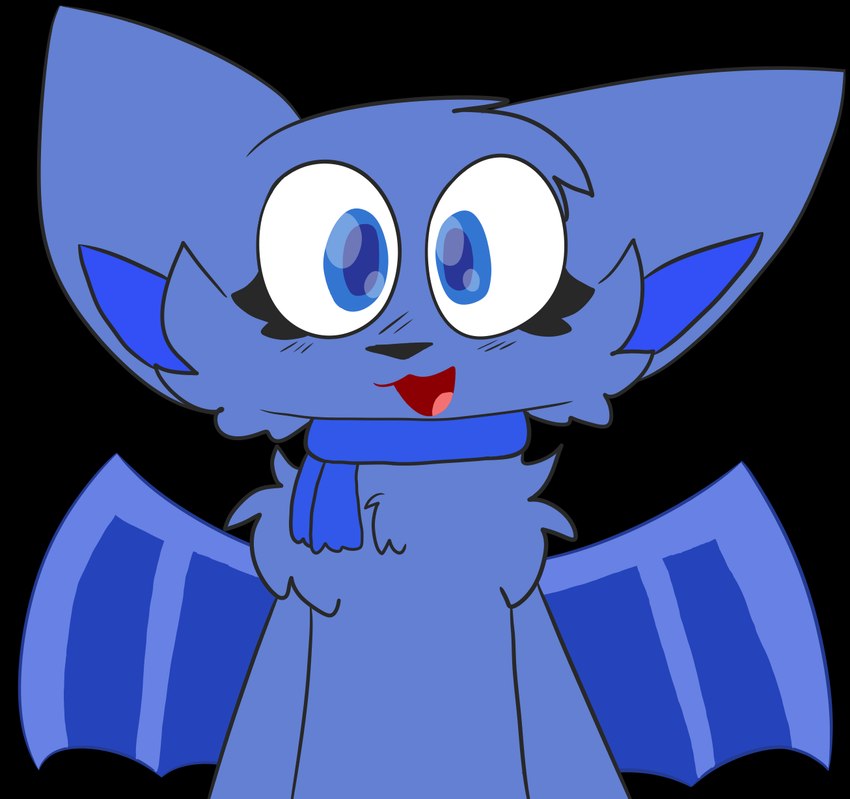 anthro bat_wings black_background black_nose blue_eyes cheek_tuft chest_tuft facial_tuft female fur membrane_(anatomy) membranous_wings open_mouth purple_body scarf simple_background solo tuft wings suicidal-kitten diamondwindows larkspur_(diamondwindows) bat mammal hi_res