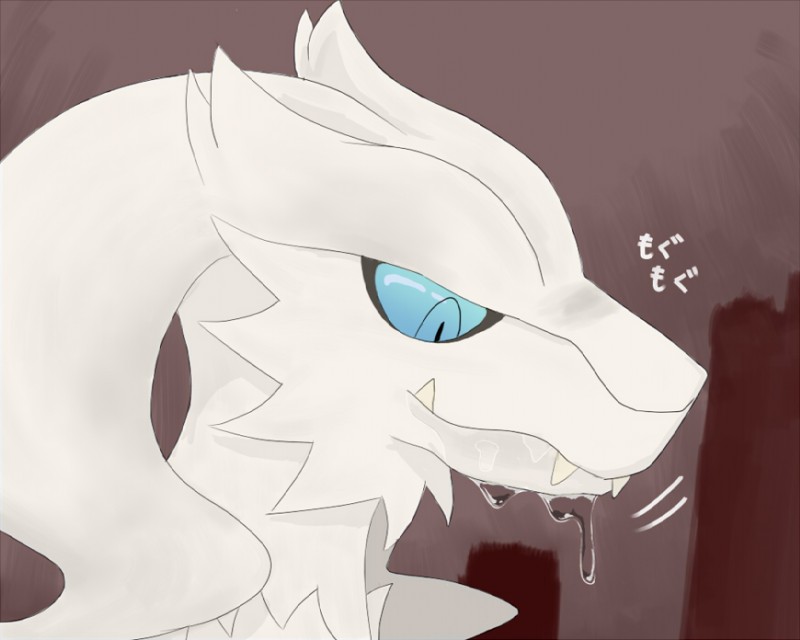 ambiguous_gender bodily_fluids chewing drooling duo feral fur saliva simple_background vore white_body white_fur khaki_leaf nintendo pokemon audino generation_5_pokemon legendary_pokemon pokemon_(species) reshiram 5:4