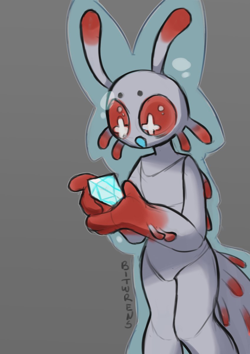 antennae_(anatomy) anthro gem grey_background holding_gem holding_object larva male nude open_mouth red_sclera simple_background solo standing tail unusual_eyes white_eyes bitwrens skweeble_(tukoferret) arthropod caterpillar dalcerid insect lepidopteran moth 2025 absurd_res colored_sketch digital_drawing_(artwork) digital_media_(artwork) hi_res shaded sketch