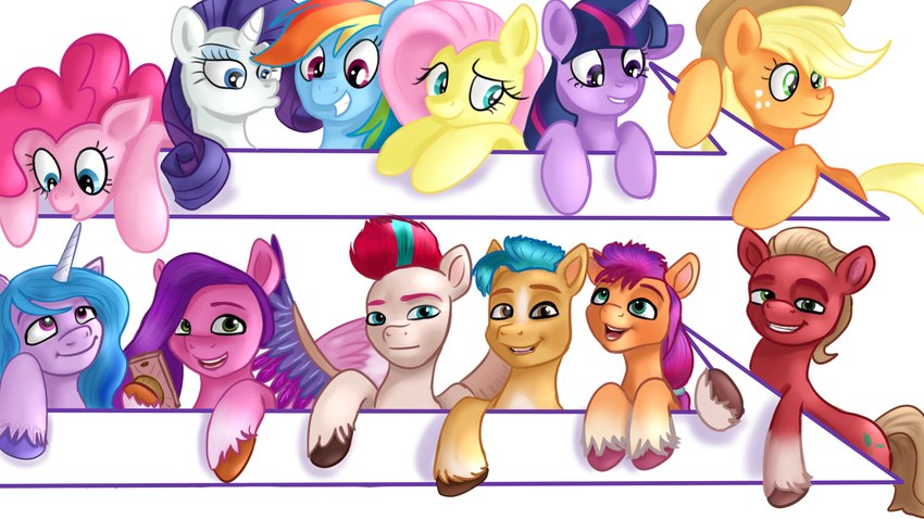 hitch trailblazer, sprout cloverleaf, twilight sparkle, sunny starscout, izzy moonbow, and etc (my little pony: a new generation and etc)