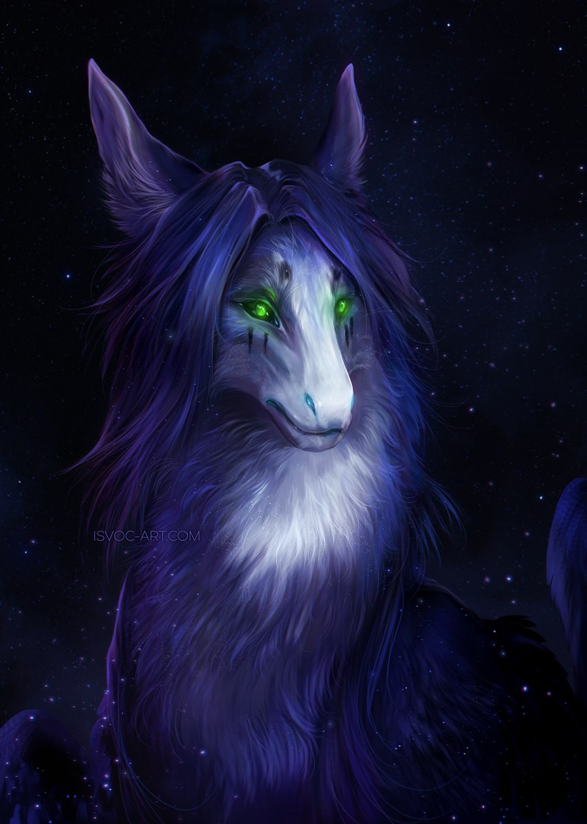 ambiguous_gender black_sclera blue_body blue_fur blue_lips feral fur green_eyes hair lips solo isvoc mythology niveru_(isvoc) dragon furred_dragon furred_scalie mythological_creature mythological_scalie scalie 2022 bust_portrait digital_media_(artwork) hi_res portrait