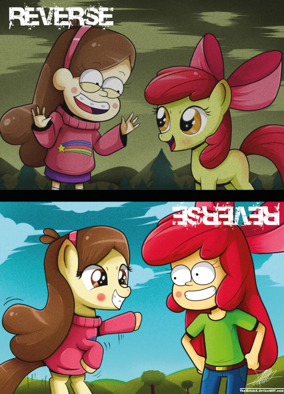 apple bloom and mabel pines (friendship is magic and etc) created by the-butcher-x