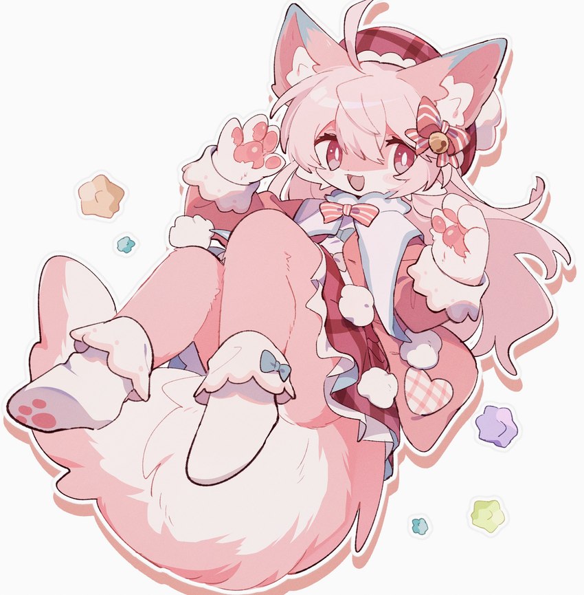 accessory anthro clothed clothing female footwear hair hair_accessory hair_ribbon kemono long_hair ribbons socks solo omumorning canid canine mammal absurd_res hi_res