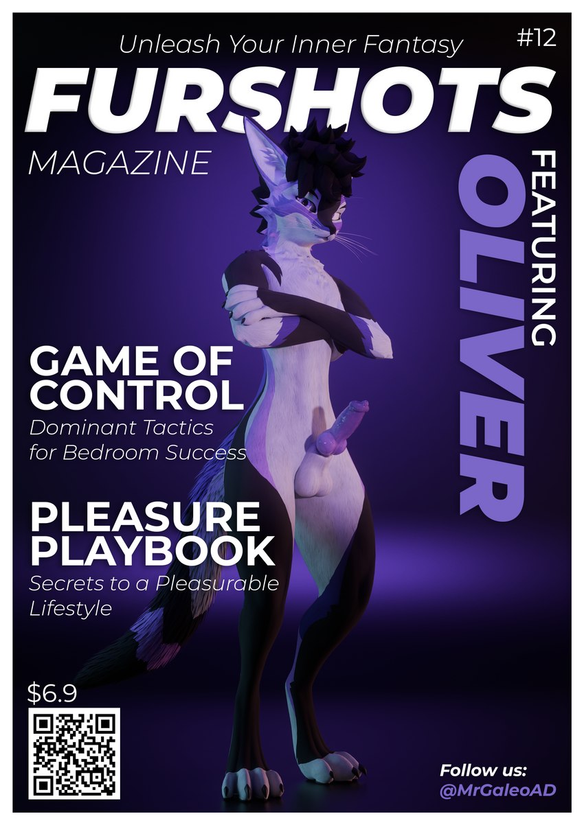 animal_genitalia animal_penis anthro balls border canine_genitalia canine_penis erection fictional_magazine_cover fur genitals hair knot looking_at_viewer magazine male nude penis purple_body qr_code sheath simple_background smile solo tail text white_border mrgaleo furshots canid canine fox mammal rexouium 3d_(artwork) absurd_res blender_(artwork) cover digital_media_(artwork) english_text hi_res magazine_cover