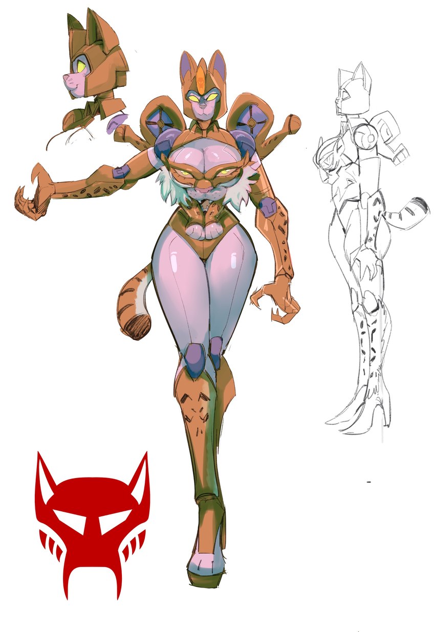 anthro big_breasts breasts curvy_figure digitigrade empty_eyes female hourglass_figure huge_breasts machine non-mammal_breasts not_furry side_view simple_background smile solo thick_thighs wide_hips yellow_sclera riipley hasbro takara_tomy transformers transformers:_beast_wars cheetor cheetah cybertronian felid feline mammal maximal robot 2022 absurd_res bust_portrait full-length_portrait hi_res portrait