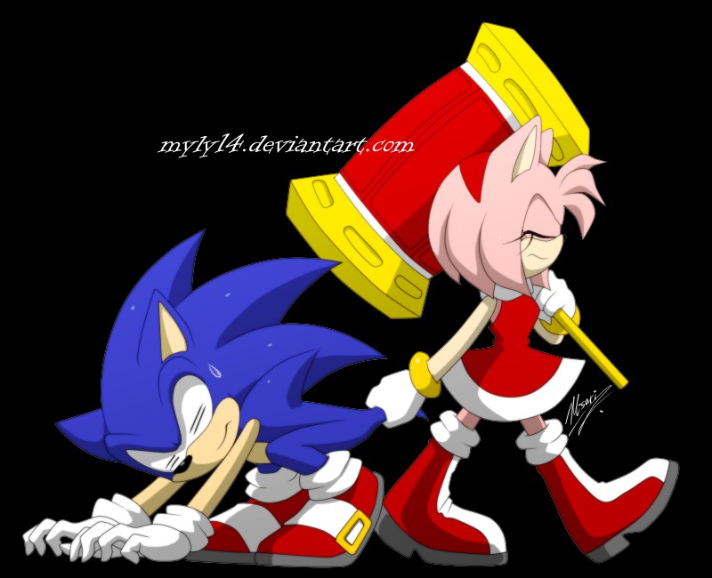 amy rose and sonic the hedgehog (sonic the hedgehog (series) and etc) created by myly14