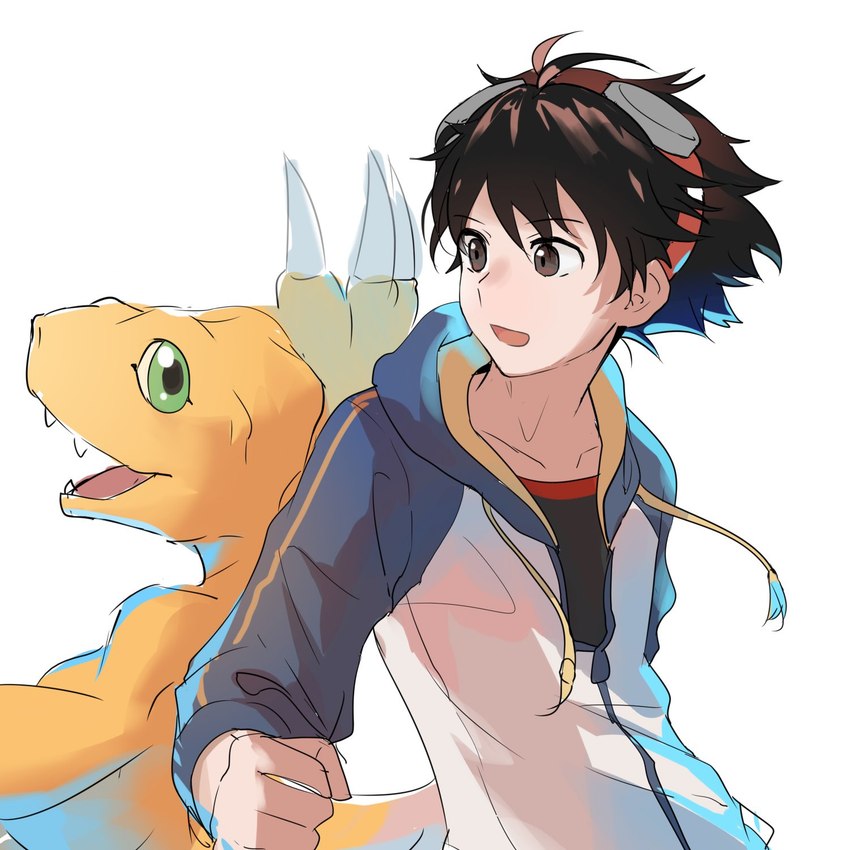 agumon and takuma momozuka (digimon survive and etc) created by kcyan12