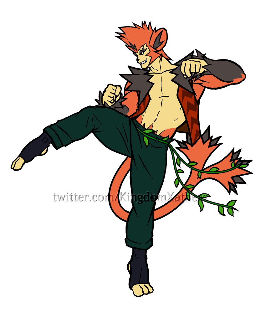 3_toes anthro athletic belt bottomwear clothed clothing feet forked_tail fusion green_bottomwear green_clothing green_pants male open_clothing open_topwear open_vest pants plant pokemon_fusion solo tail toes topwear unusual_anatomy unusual_tail vest vines kingdomxathers nintendo pokemon galarian_form galarian_zapdos generation_5_pokemon generation_8_pokemon hybrid hybrid_pokemon legendary_pokemon mammal pokemon_(species) primate regional_form_(pokemon) simisage hi_res