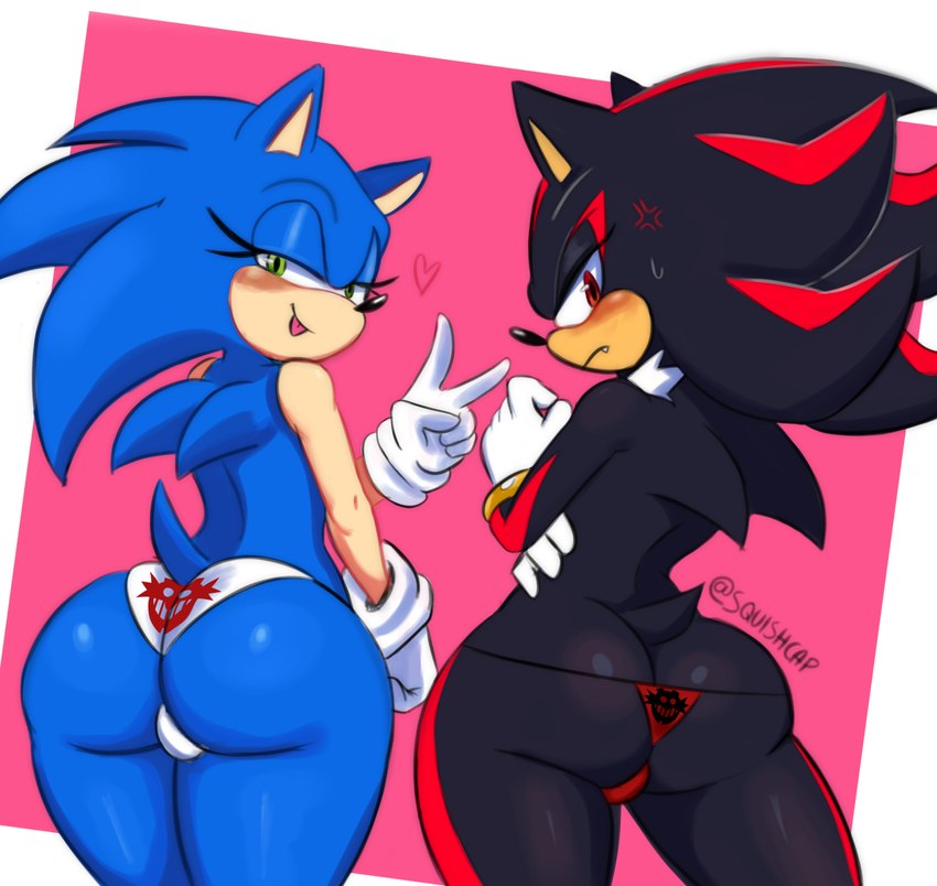 shadow the hedgehog and sonic the hedgehog (sonic the hedgehog (series) and etc) created by squishcap