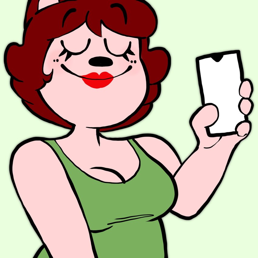 anthro cellphone device electronics eyes_closed female phone raised_arm simple_background smartphone smile solo creator_ant mary_(creator_ant) domestic_cat felid feline felis mammal 1:1 hi_res