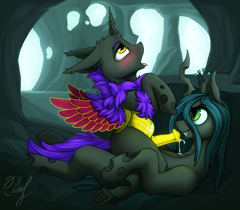 fan character, queen chrysalis, and rhipheus (friendship is magic and etc) created by phenyanyanya