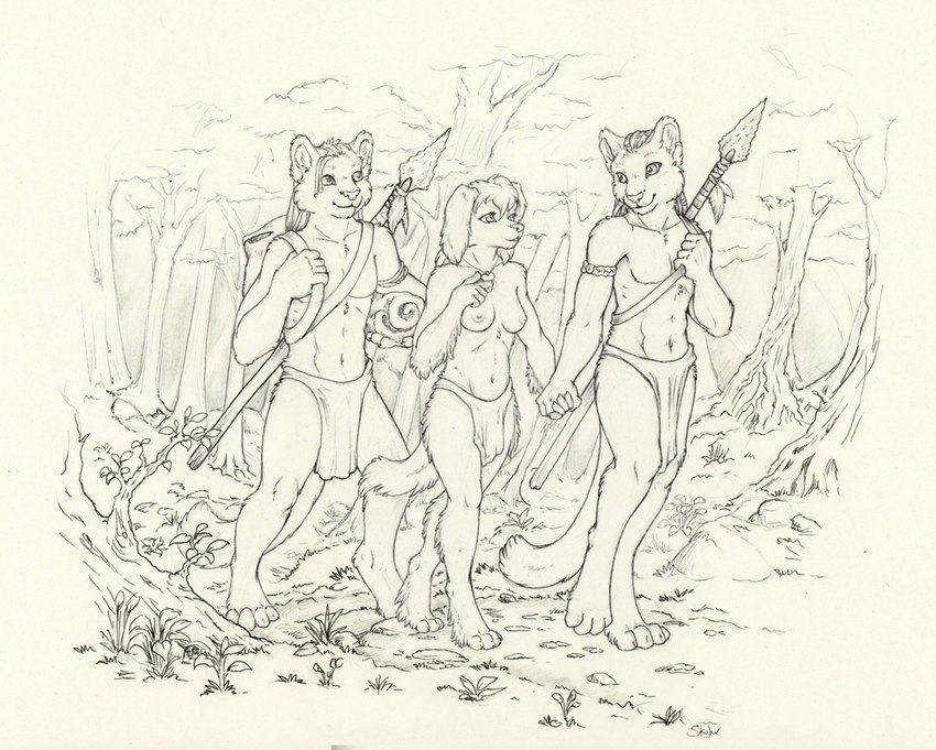 abs adolescent adolescent_on_adolescent anthro areola armband bottomwear breasts casual_exposure clothed clothing day detailed_background female forced forest group hair jewelry jungle leaf loincloth long_tail male male/female melee_weapon mostly_nude muscular muscular_male navel necklace nipples outside pecs plant polearm questionable_consent smile spear tail topless tree tribal trio walking weapon young skyler-ragnarok gael_(rhazzazor) kaelan_(rhazzazor) sophie_(rhazzazor) bird_dog canid canine canis cocker_spaniel domestic_dog felid hunting_dog mammal pantherine spaniel black_and_white digital_drawing_(artwork) digital_media_(artwork) line_art monochrome story story_at_source story_in_description