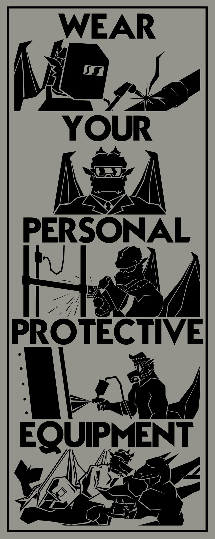 angle_grinder anthro apron armor balls big_balls big_muscles big_penis border clothing digitigrade eyewear face_shield gas_mask genitals glasses gloves goggles grey_border handwear hard_hat headgear helmet horn huge_balls huge_muscles huge_penis male mask mechanical_penis membrane_(anatomy) membranous_wings muscular muscular_male pecs penis poster poster_template reflective_clothing safety_glasses sprayer text welding_mask welding_torch wings felix_bardner mythology blunt_(felix_bardner) toste dragon mythological_creature mythological_scalie scalie 2022 absurd_res english_text hi_res