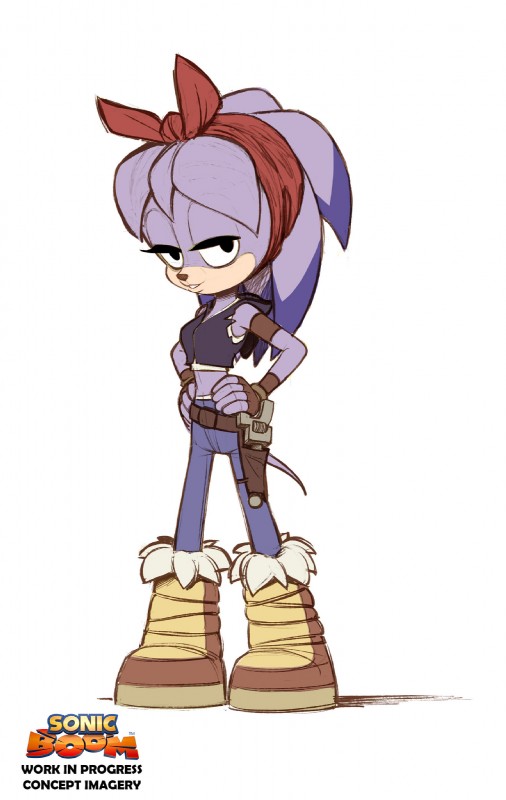 anthro black_eyes boots clothing female footwear narrow_hips shoes solo text thigh_gap thin_calves thin_legs thin_thighs tools wrench unknown_artist sega sonic_boom sonic_the_hedgehog_(series) perci_the_bandicoot bandicoot mammal marsupial concept_art english_text hi_res official_art