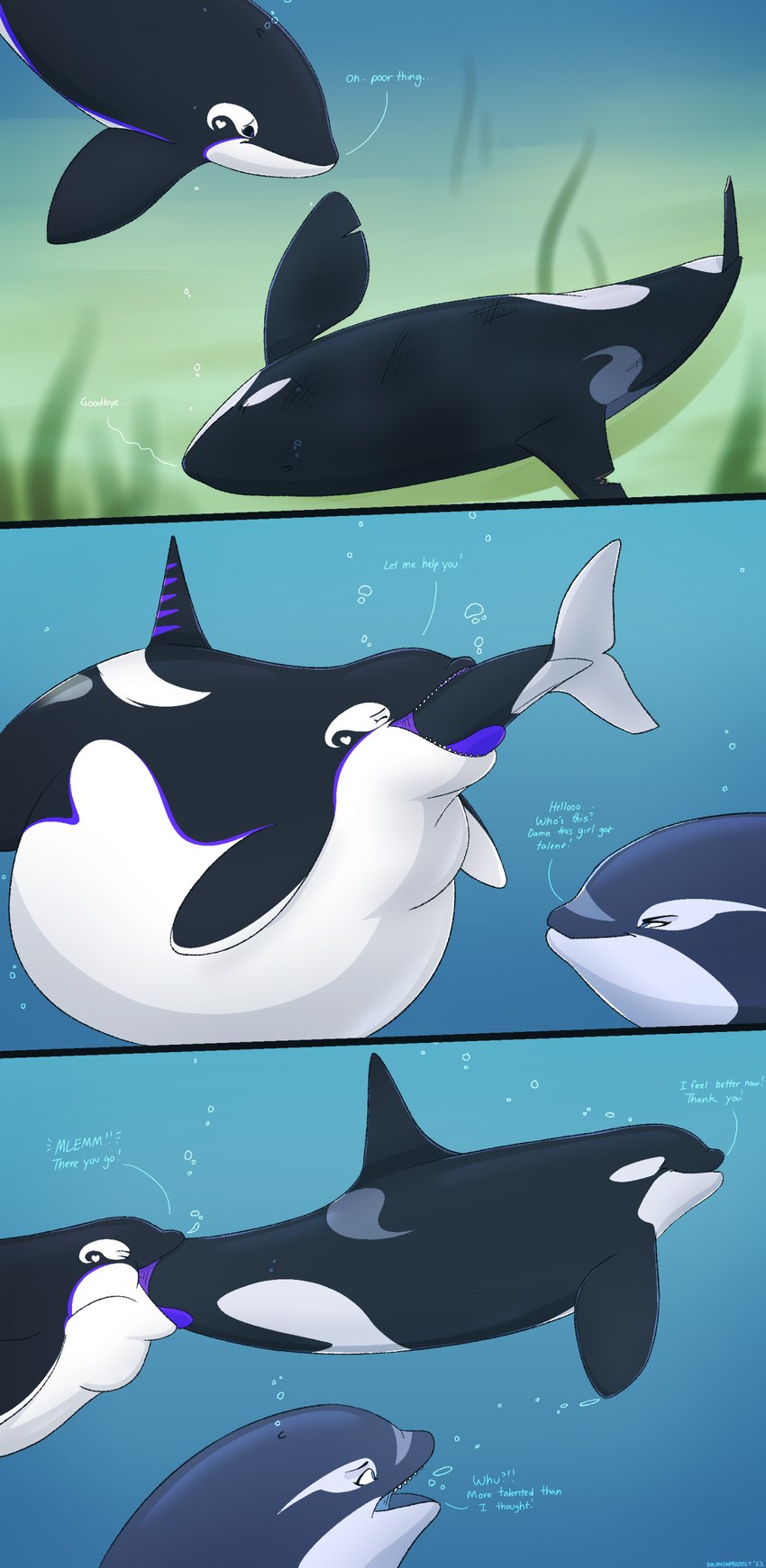 belly big_belly bubble female female_pred feral feral_pred feral_prey group healing_vore male male_prey purple_internal text trio underwater vore water dolphinproject yano_(dolphinproject) cetacean dolphin mammal marine oceanic_dolphin orca toothed_whale absurd_res comic english_text hi_res