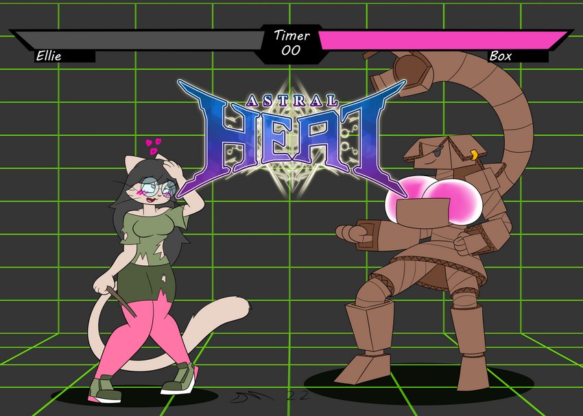 anthro box breasts container duo female fight fighting_game fighting_game_ui gameplay_mechanics gui health_bar text transformation dirtymac box_(birkinbox) ellie_(birkinbox) domestic_cat felid feline felis mammal absurd_res character_name hi_res