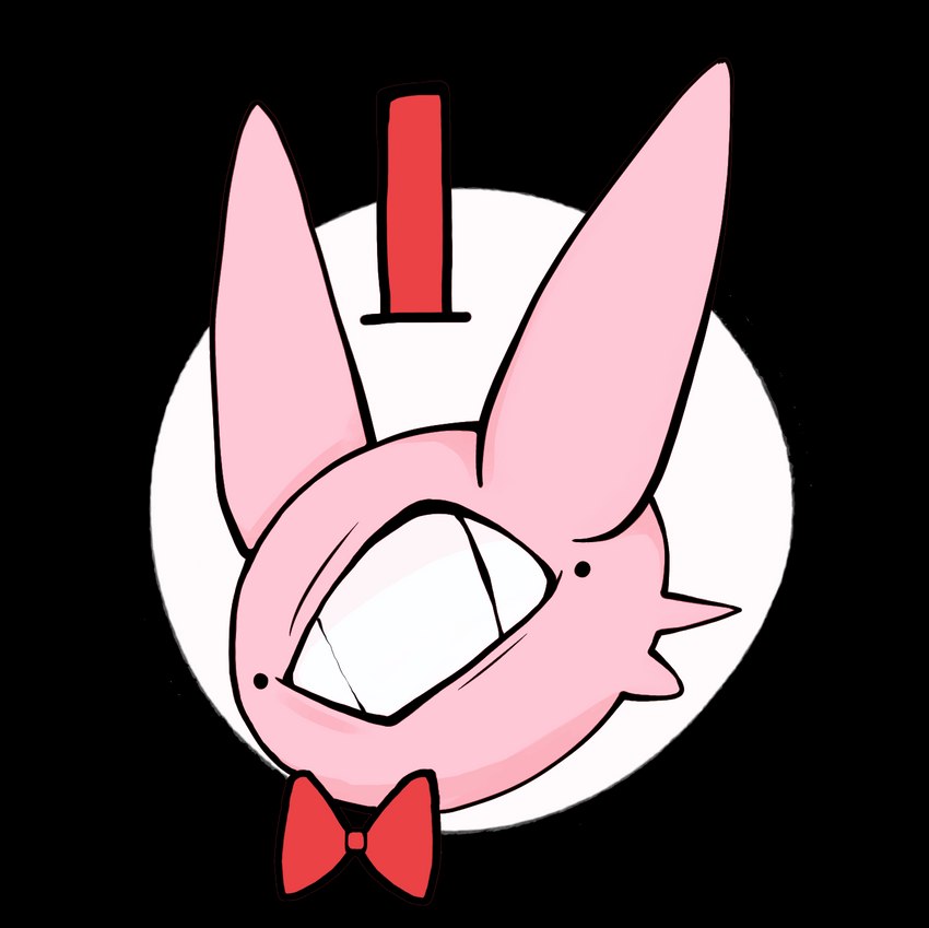 1_eye ambiguous_gender bow_(feature) clothing fur hat headgear headwear illusion optical_illusion pink_body pink_fur solo top_hat bedsheetwalking top_hat_bunny_(bedsheetwalking) hare hybrid lagomorph leporid mammal rabbit headshot_portrait hi_res icon portrait