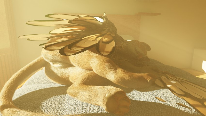 beak feathers female feral genitals lying on_side paws pussy quadruped sleeping solo wings nach mythology gryphon_(untied_verbeger) avian gryphon mythological_avian mythological_creature 16:9 3d_(artwork) blender_(artwork) digital_media_(artwork) hi_res widescreen