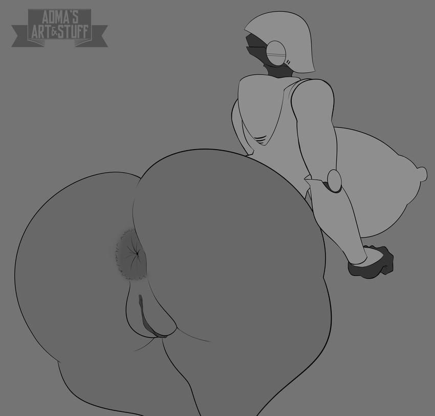 anus big_breasts big_butt breasts butt female genitals huge_breasts huge_butt joints machine nipple_outline not_furry pussy solo thick_thighs adma228 haydee_(game) haydee robot absurd_res hi_res monochrome