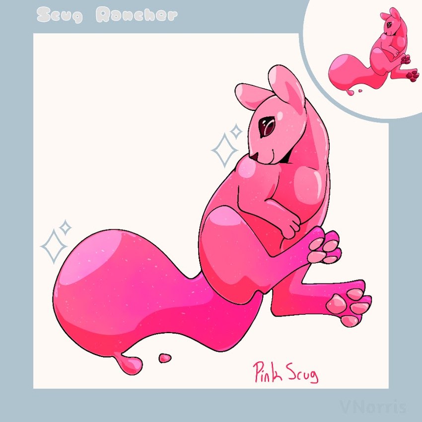 ambiguous_gender feral pawpads paws pink_body pink_pawpads secret_style_(slime_rancher) simple_background solo sparkles text puppetmaster13uwu rain_world slime_rancher videocult goo_creature pink_slime_(slime_rancher) slime_(slime_rancher) slugcat 1:1 cel_shading english_text shaded