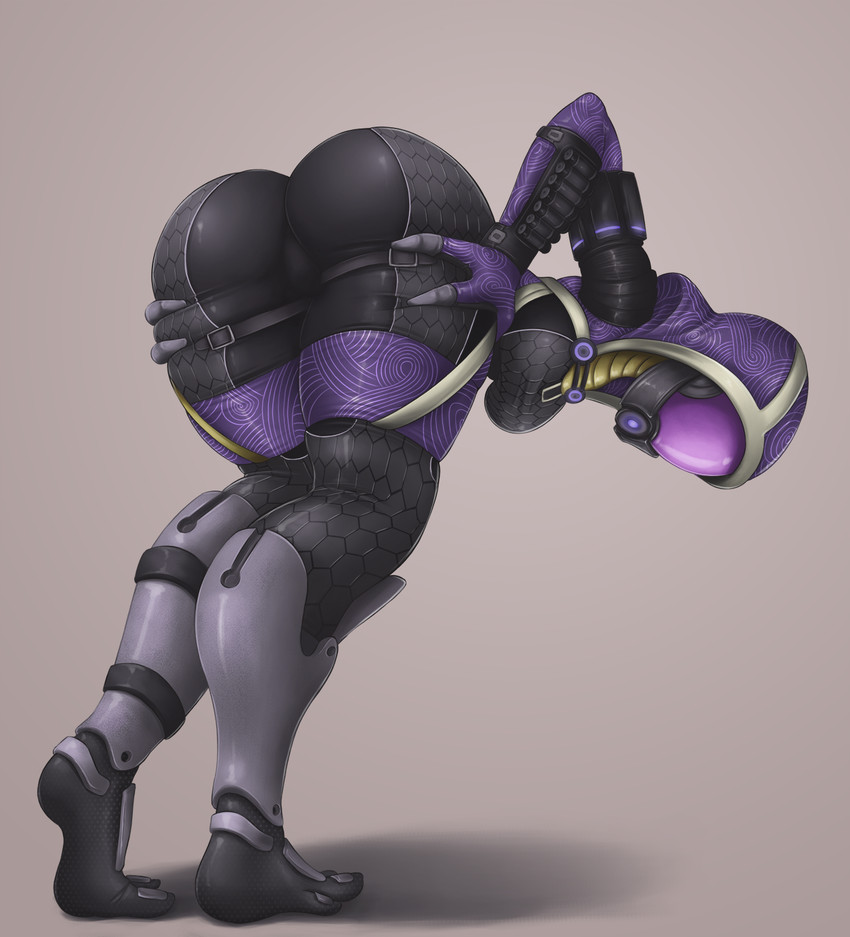 3_fingers 3_toes bent_over big_butt breasts bubble_butt butt clothing feet female fingers mask not_furry presenting presenting_hindquarters simple_background solo spread_butt spreading standing tight_clothing toes impracticalart bioware electronic_arts mass_effect tali'zorah alien alien_humanoid humanoid mammal quarian 2017 digital_media_(artwork) hi_res