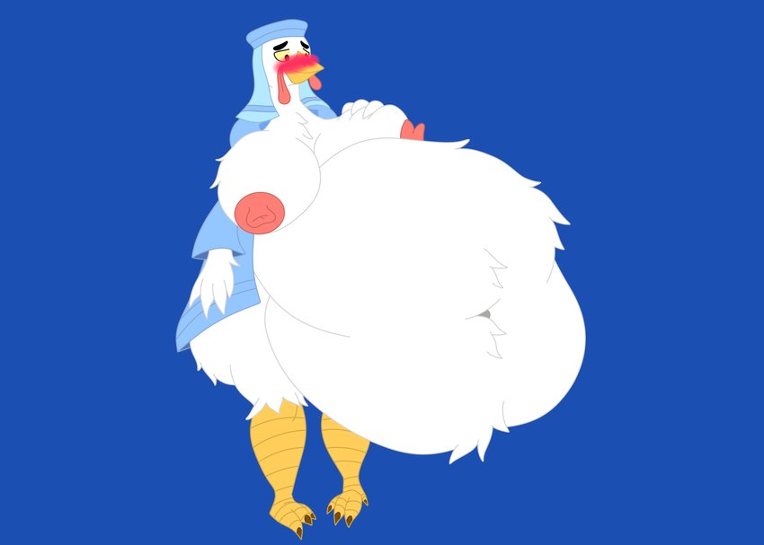 abdominal_bulge after_vore anthro anthro_pred areola avian_caruncle avian_feet avian_legs avian_pred belly belly_tuft big_belly big_breasts big_butt biped bird_legs bloated blue_clothing blush breast_expansion breast_grab breast_tuft breasts butt butt_expansion butt_tuft chest_tuft clothing dewlap_(anatomy) digestion expansion fat_rolls fatal_vore feather_tuft feathers female female_pred hand_on_breast hand_on_own_breast hat head_veil headgear headwear leg_tuft navel navel_tuft nipples obese obese_anthro obese_female overweight overweight_anthro overweight_female robe robe_only satisfaction satisfied satisfied_look solo thick_thighs tuft veil veiled_hat vore wardrobe_malfunction wattle winged_arms wings mandro22 disney robin_hood_(disney) lady_kluck avian bird chicken galliform gallus_(genus) phasianid absurd_res hi_res story story_in_description