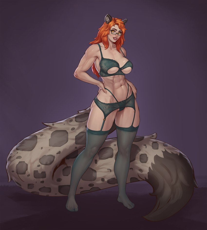 abs big_breasts bra breasts cleavage clothed clothing eyewear female glasses hair lingerie muscular muscular_female orange_hair panties solo underwear nanodeath animal_humanoid cat_humanoid felid felid_humanoid feline feline_humanoid humanoid mammal mammal_humanoid hi_res