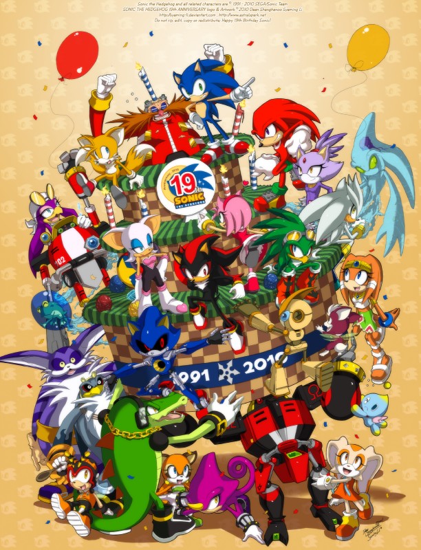 absolutely_everyone anniversary anthro balloon big_eyes big_head candle confetti female green_hill_zone group inflatable large_group machine male text toony water syaming-li sega sonic_adventure sonic_riders sonic_the_hedgehog_(series) sonic_unleashed amy_rose big_the_cat blaze_the_cat chaos_(sonic) charmy_bee cheese_the_chao chip_(sonic) cream_the_rabbit dr._eggman e-102_gamma e-123_omega espio_the_chameleon froggy_(sonic) knuckles_the_echidna marine_the_raccoon metal_sonic miles_prower rouge_the_bat sonic_the_hedgehog tikal_the_echidna vector_the_crocodile wave_the_swallow accipitrid accipitriform albatross amphibian android arthropod avian babylonian_(sonic) bat bee bird canid canine chameleon chao_(sonic) crocodile crocodilian domestic_cat e-series echidna elemental_creature elemental_humanoid eulipotyphlan felid feline felis fox frog hedgehog hirundinid human humanoid hymenopteran insect lagomorph leporid lizard mammal monotreme oscine passerine procellariiform procyonid rabbit raccoon reptile robot scalie swallow_(bird) water_creature water_humanoid 2010 absurd_res english_text hi_res url