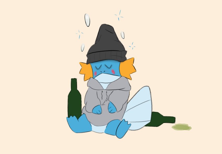 alcohol beverage blush bubble drunk drunk_bubble learning practice sleeping substance_intoxication ecoloco nintendo pokemon generation_3_pokemon mudkip pokemon_(species) sketch