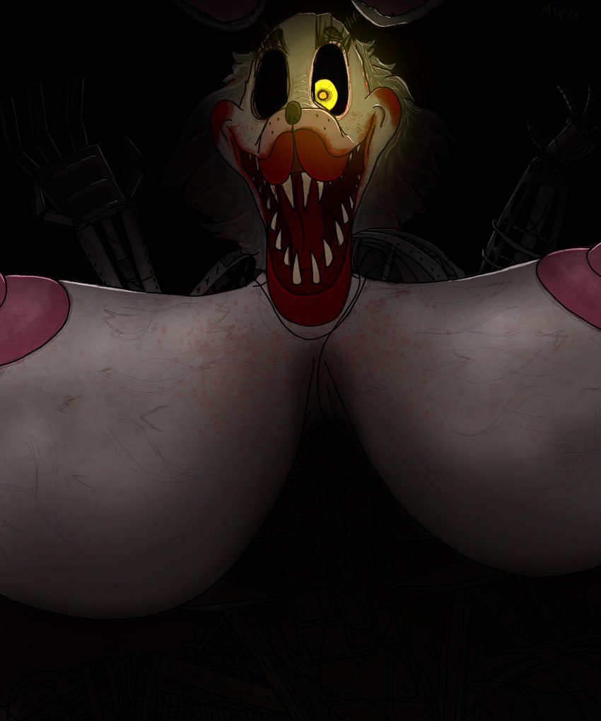 1_eye anthro areola big_areola big_breasts big_nipples blood blood_in_mouth blood_on_face blood_splatter bodily_fluids body_horror breasts creepy_face creepy_smile cybernetics eyelashes female glowing glowing_eyes horror_(theme) huge_breasts huge_nipples hyper hyper_breasts hyper_nipples lips lipstick looking_at_viewer looking_down looking_down_at_viewer low-angle_view machine makeup nipples orange_pupils pupils robotic robotic_arm robotic_leg robotic_legs robotic_limb robotics scary sharp_teeth smile smiling_at_viewer solo teeth thick_lips tongue vein veiny_breasts wire worm's-eye_view yellow_sclera m4n five_nights_at_freddy's five_nights_at_freddy's_2 jr's scottgames mangle_(fnaf) mangle_(jr's) animatronic canid canine cyborg fox mammal monster robot 5:6 absurd_res hi_res