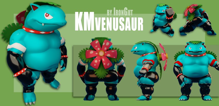 anthro barazoku model musclegut muscular plant solo vrc nintendo pokemon vrchat generation_1_pokemon pokemon_(species) venusaur 3d_(artwork) absurd_res blender_(artwork) digital_media_(artwork) hi_res