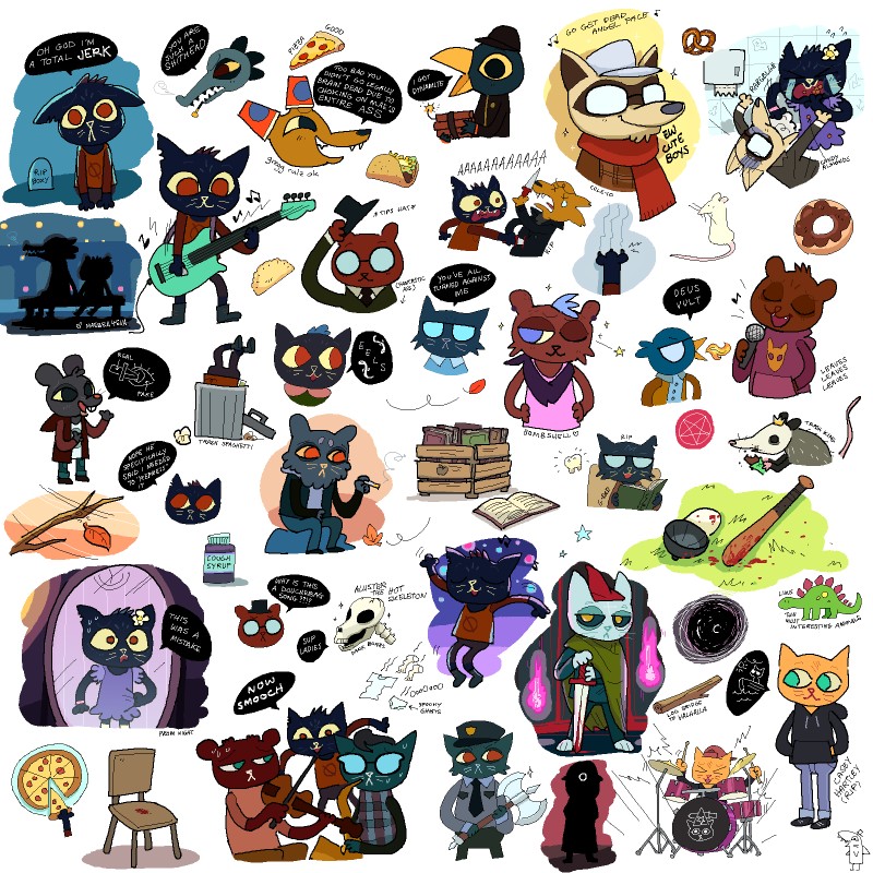 absolutely_everyone anthro armor axe backwards_baseball_cap backwards_hat baseball_bat baseball_cap bat_(object) battle_axe blood blue_body blue_fur bodily_fluids bone book boots bottomwear bowed_string_instrument brown_body brown_fur chair cloak clothed clothing container cough_syrup cup cups_on_ears dark_body dark_fur dessert doughnut dress drum dynamite electronics explosives female food footwear fur furniture genital_fluids group guitar hat head_tuft headgear headwear helmet hoodie knife large_group leaf looking_aside male markings medicine melee_weapon menstruation microphone miner_helmet musical_instrument musical_note musical_symbol notched_ear on_model orange_clothing orange_shirt orange_topwear pants pastry paws percussion_instrument period_joke pierogi pizza playing_drum playing_guitar playing_music plucked_string_instrument red_eyes scarf scratching shirt shoes silhouette silhouetted_body singing skeleton skull slightly_chubby star string_instrument sweat sweatdrop sword symbol thigh_gap thin_calves thin_legs thin_thighs tombstone topwear trash_can tuft violin weapon whisker_markings white_body white_fur yellow_body yellow_fur yellow_sclera goatanimedatingsim demontower night_in_the_woods witchdagger angus_delaney aunt_molly_(nitw) bea_santello bombshell_(nitw) bruce_(nitw) candy_borowski casey_hartley cole_(nitw) eide_(nitw) gregg_lee lori_meyers mae_borowski palecat pastor_karen selmers_ann_forrester sharkle_(nitw) stan_borowski trash_king_rabies alligator alligatorid american_opossum bear canid canine crocodile crocodilian domestic_cat felid feline felis fox mammal marsupial mouse murid murine procyonid raccoon reptile rodent scalie virginia_opossum 1:1 2017 digital_drawing_(artwork) digital_media_(artwork) hi_res