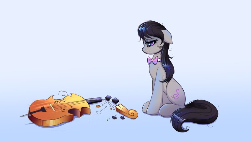 black_hair black_tail bow_tie bowed_string_instrument cello cutie_mark female feral gradient_background grey_body hair messy_hair musical_instrument quadruped simple_background string_instrument tail confetticakez friendship_is_magic hasbro my_little_pony octavia_(mlp) earth_pony equid equine horse mammal pony 16:9 2021 4k absurd_res hi_res widescreen