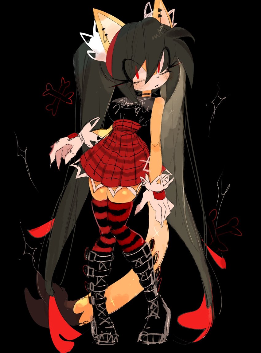 alternative_fashion anthro black_background boots bottomwear clothing ear_chain ear_piercing ear_ring female footwear gloves goth handwear j-fashion legwear looking_at_viewer mall_goth piercing ring_piercing shoes simple_background skirt solo thigh_highs twintails_(hairstyle) visual_kei usa37107692 sega sonic_the_fighters sonic_the_hedgehog_(series) honey_the_cat domestic_cat felid feline felis mammal 2024 hi_res