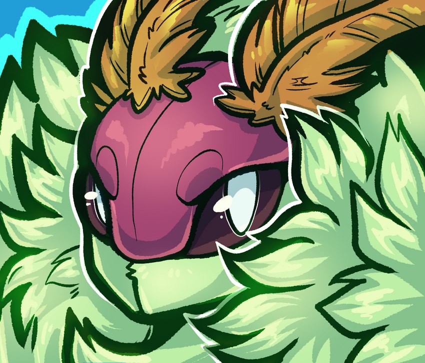 ambiguous_gender antennae_(anatomy) fluffy fur glistening glistening_eyes green_body green_fur mandibles moth_antennae multicolored_body outline pupils simple_background solo two_tone_body white_pupils callmedarky arthropod insect lepidopteran moth digital_media_(artwork) icon